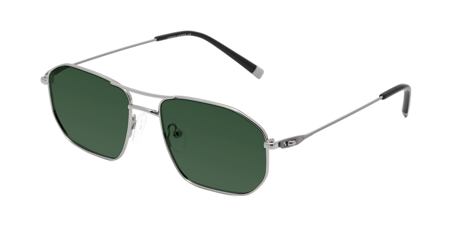 Angle of Cress in Silver-Gray with Green Tinted Lenses