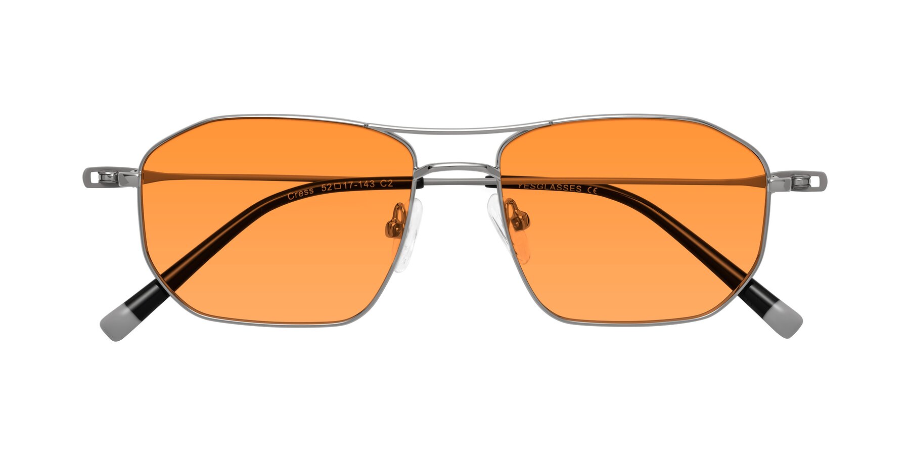 Folded Front of Cress in Silver-Gray with Orange Tinted Lenses