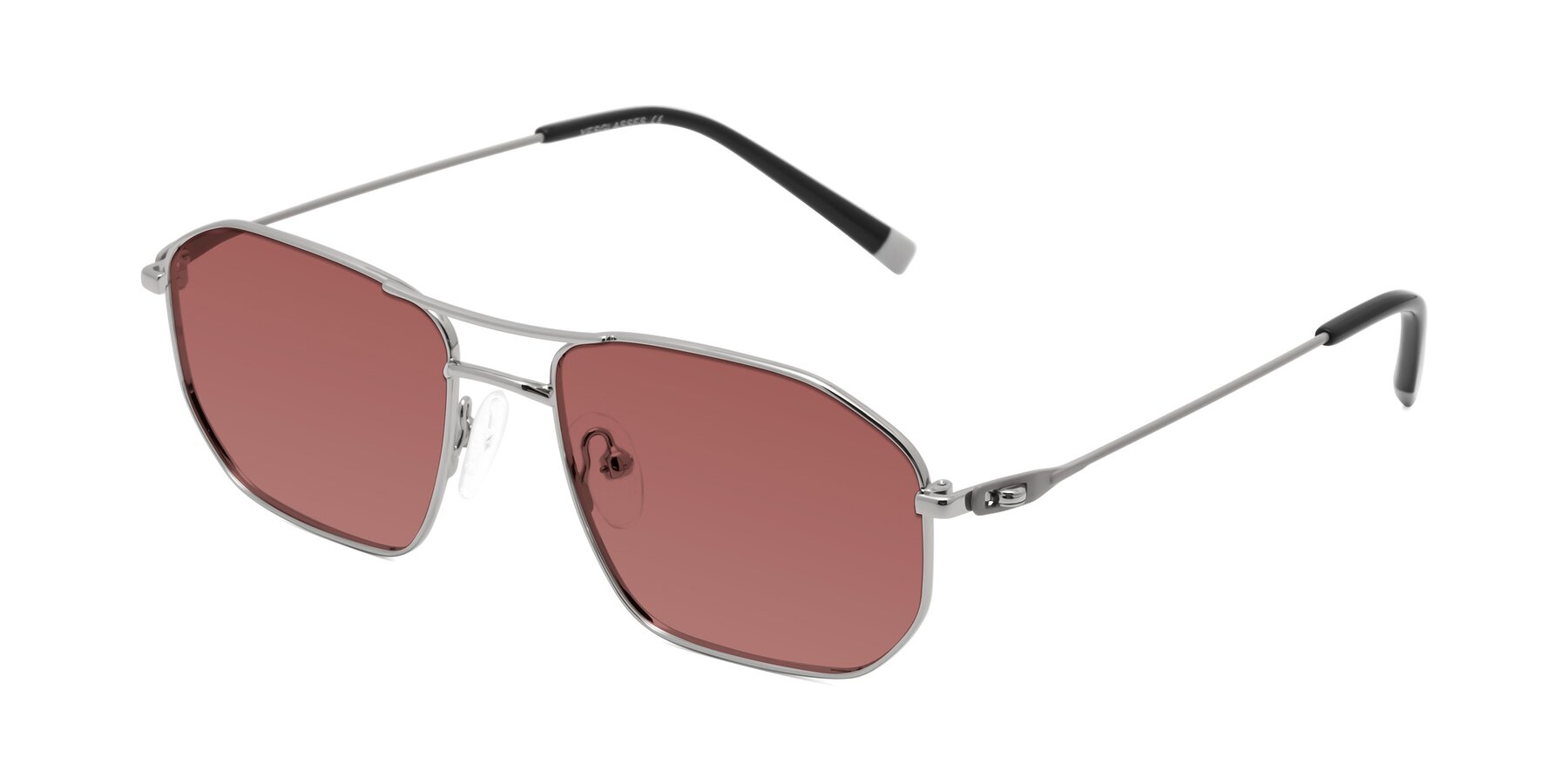 Angle of Cress in Silver-Gray with Garnet Tinted Lenses