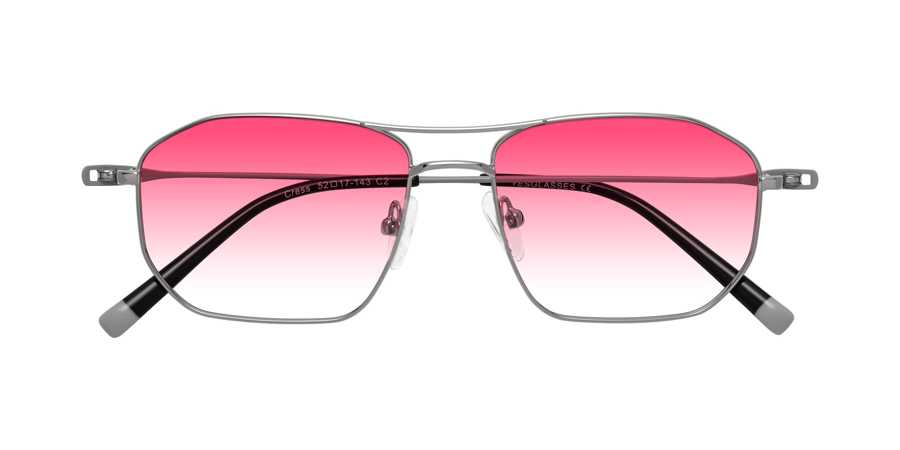 Folded Front of Cress in Silver-Gray with Pink Gradient Lenses