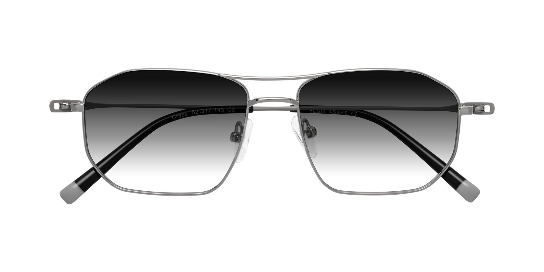 Folded Front of Cress in Silver-Gray with Gray Gradient Lenses