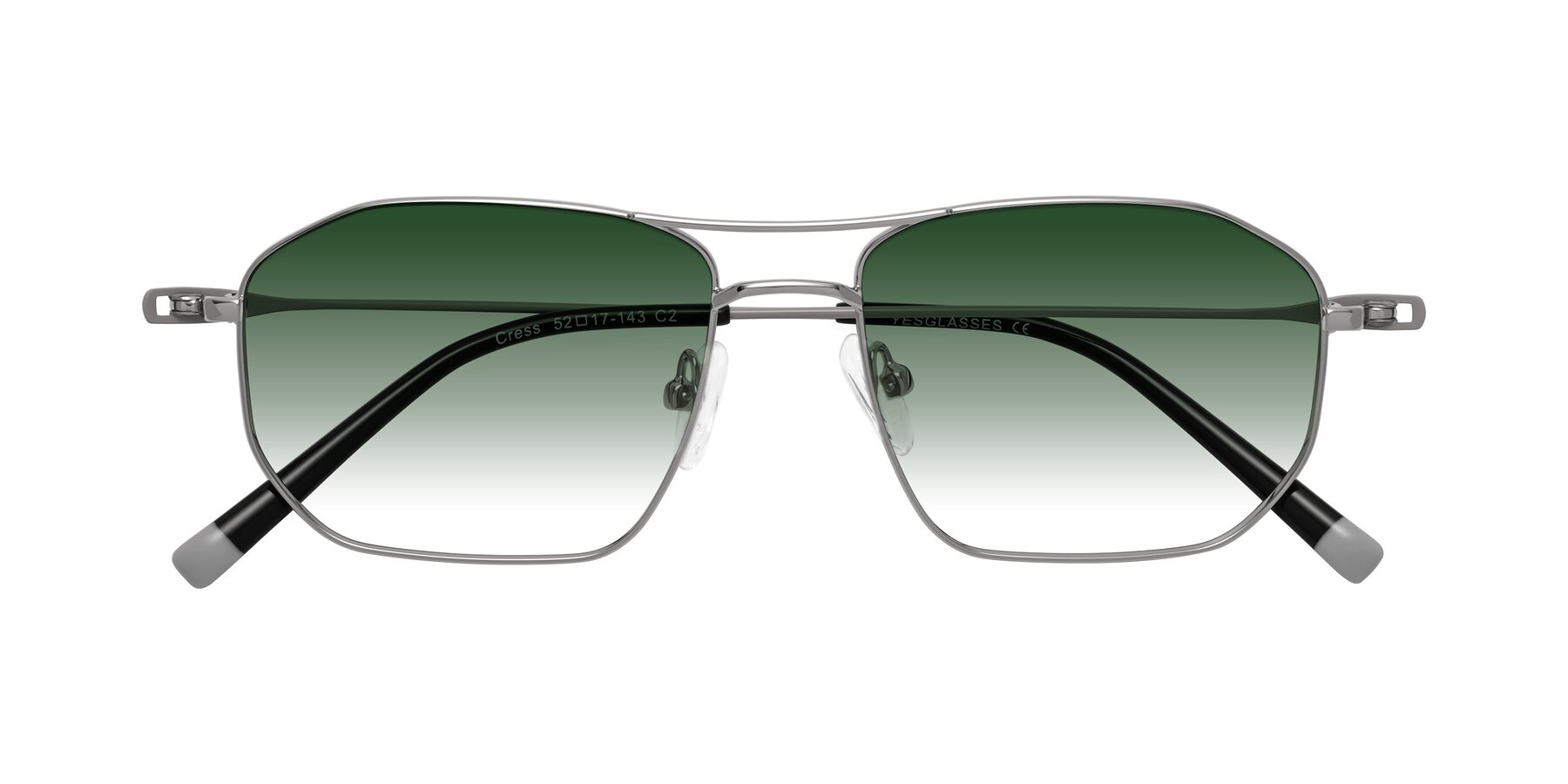 Folded Front of Cress in Silver-Gray with Green Gradient Lenses