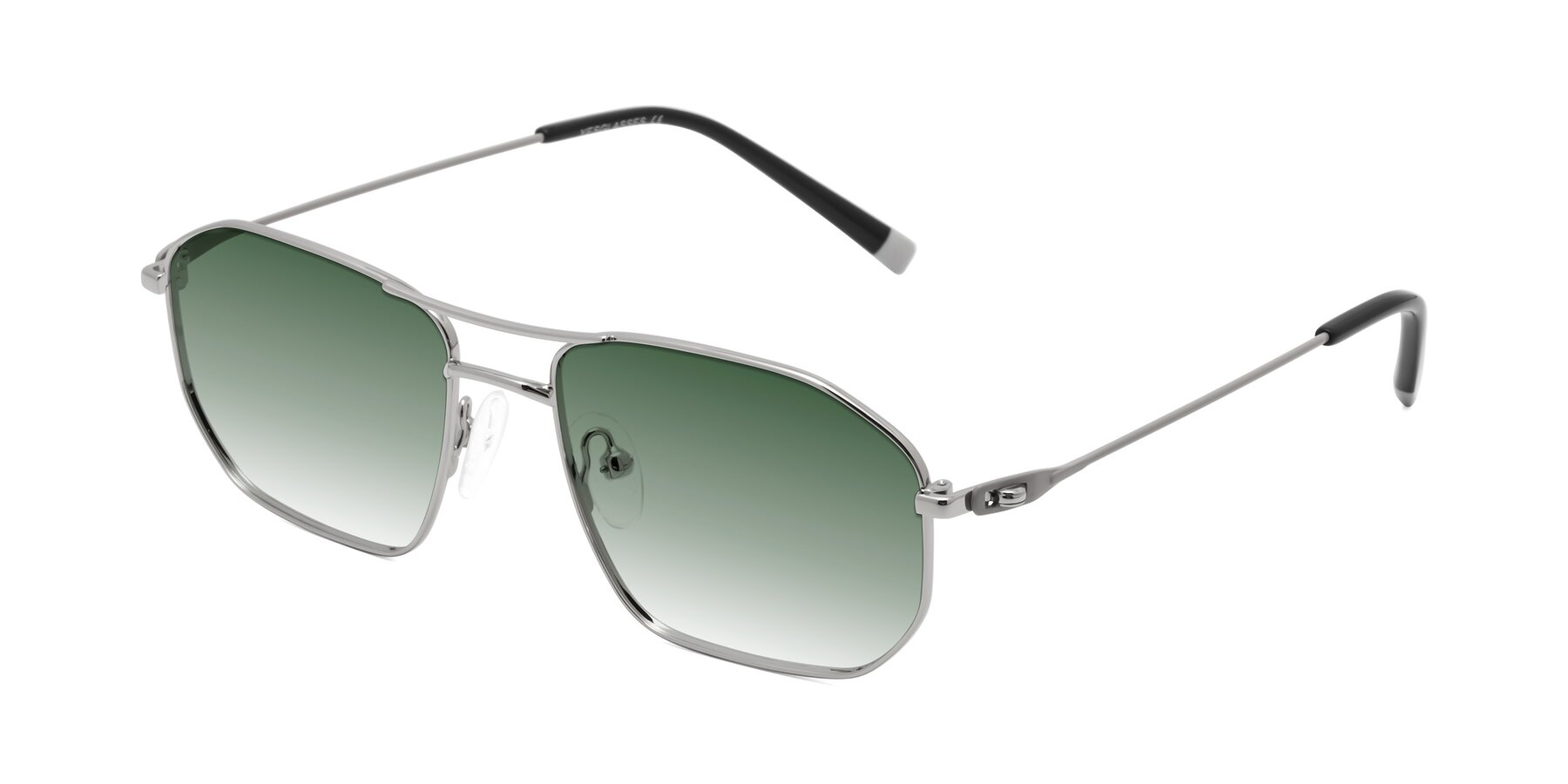 Angle of Cress in Silver-Gray with Green Gradient Lenses