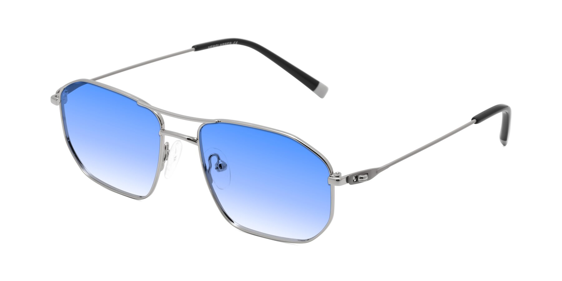 Angle of Cress in Silver-Gray with Blue Gradient Lenses