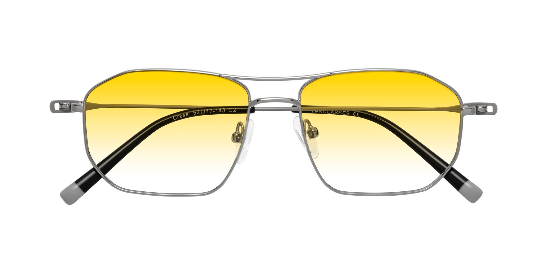 Folded Front of Cress in Silver-Gray with Yellow Gradient Lenses