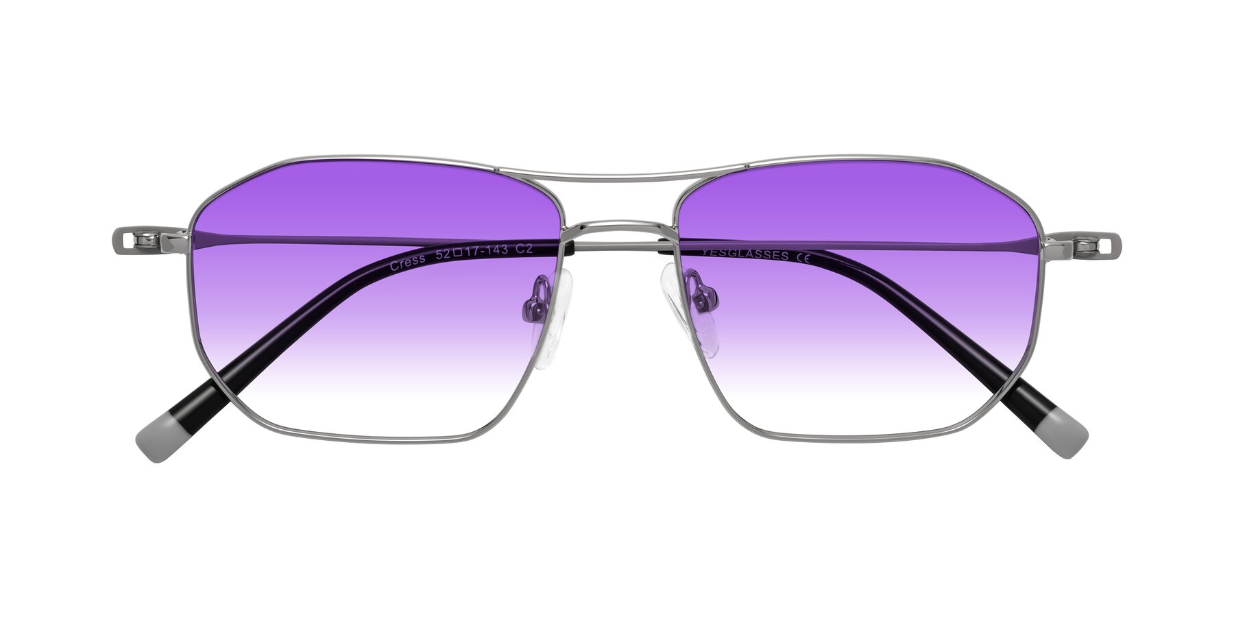 Folded Front of Cress in Silver-Gray with Purple Gradient Lenses