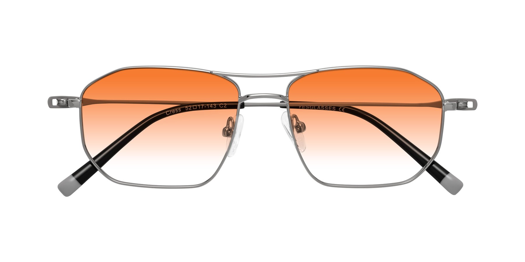 Folded Front of Cress in Silver-Gray with Orange Gradient Lenses