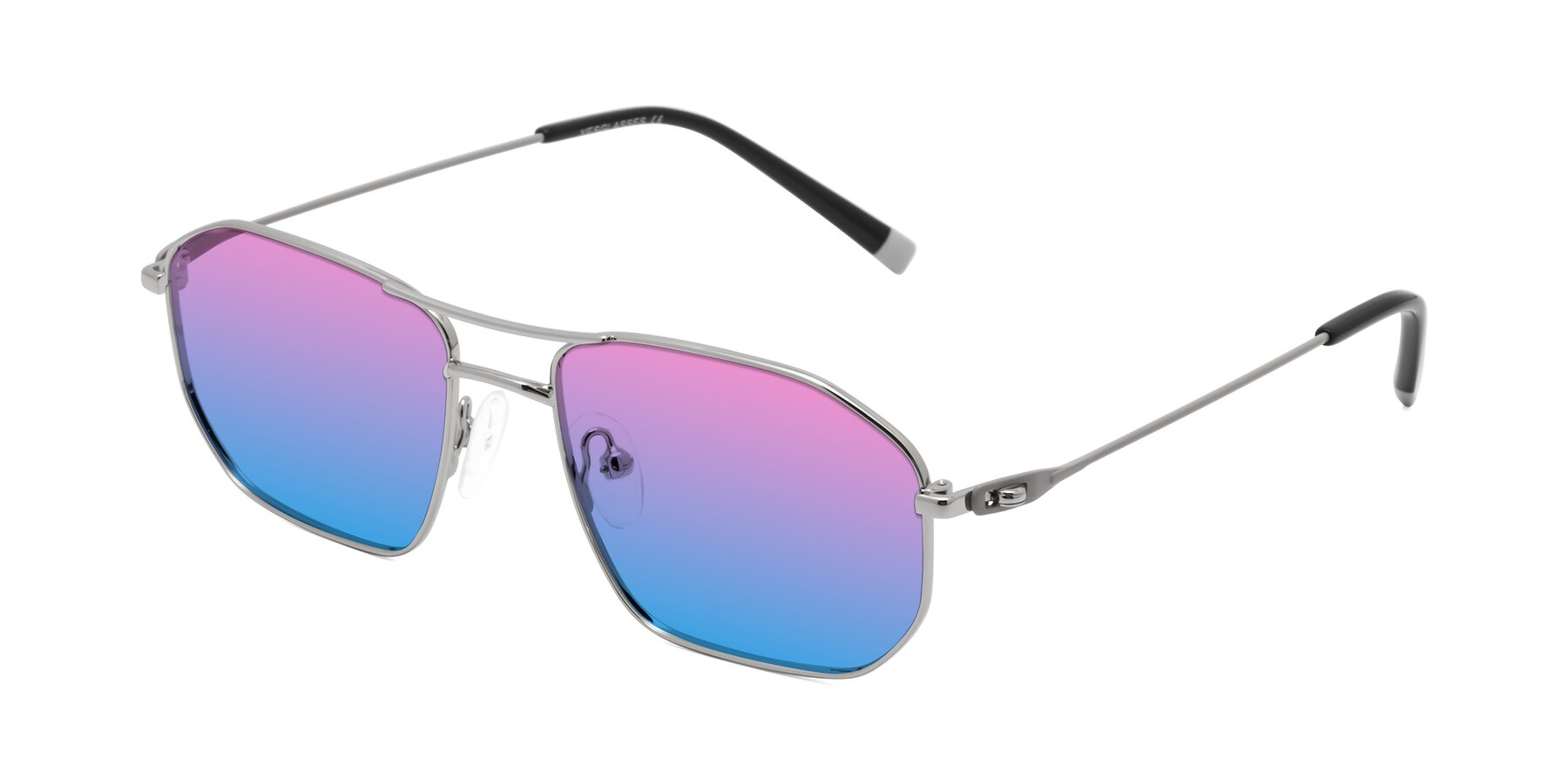 Angle of Cress in Silver-Gray with Pink / Blue Gradient Lenses