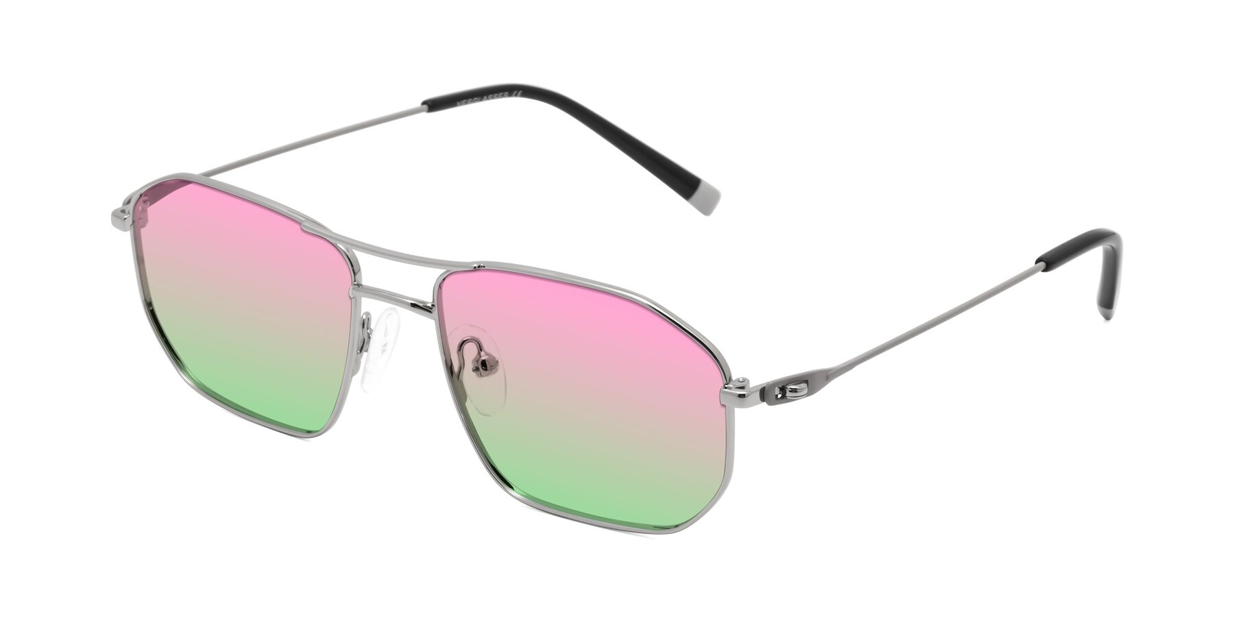 Angle of Cress in Silver-Gray with Pink / Green Gradient Lenses