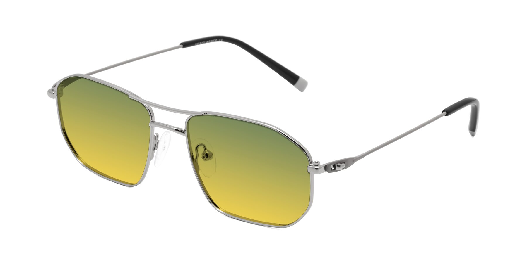 Angle of Cress in Silver-Gray with Green / Yellow Gradient Lenses