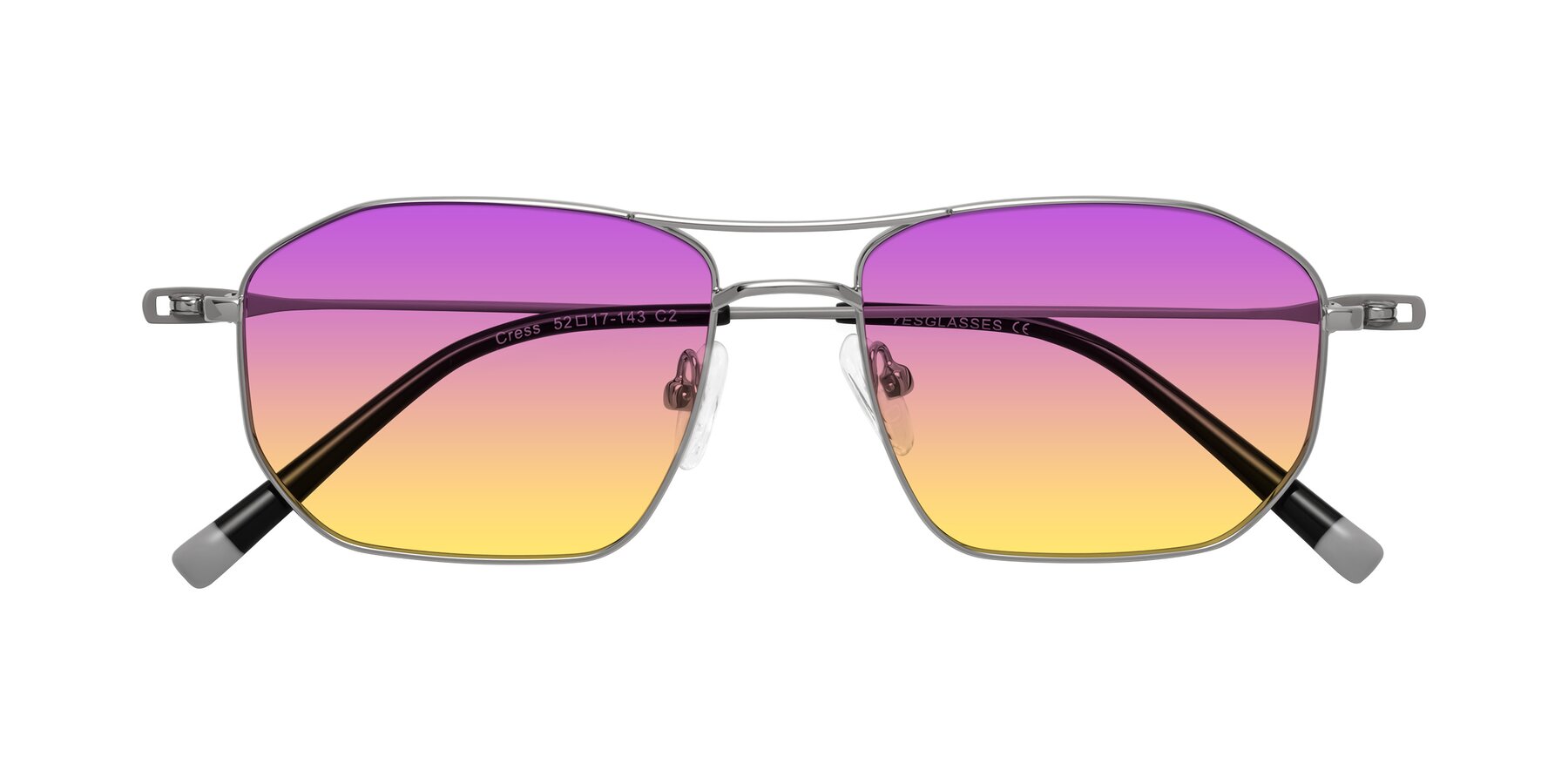 Folded Front of Cress in Silver-Gray with Purple / Yellow Gradient Lenses