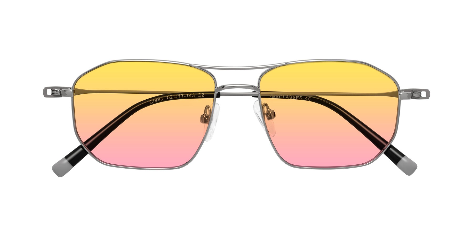 Folded Front of Cress in Silver-Gray with Yellow / Pink Gradient Lenses