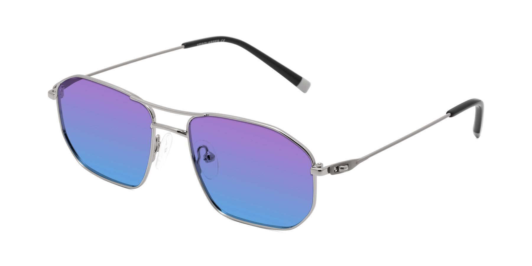 Angle of Cress in Silver-Gray with Purple / Blue Gradient Lenses