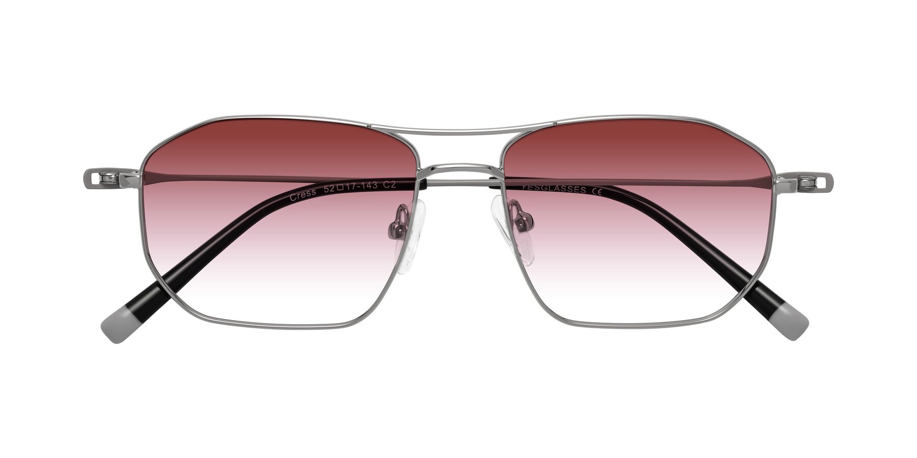 Folded Front of Cress in Silver-Gray with Garnet Gradient Lenses