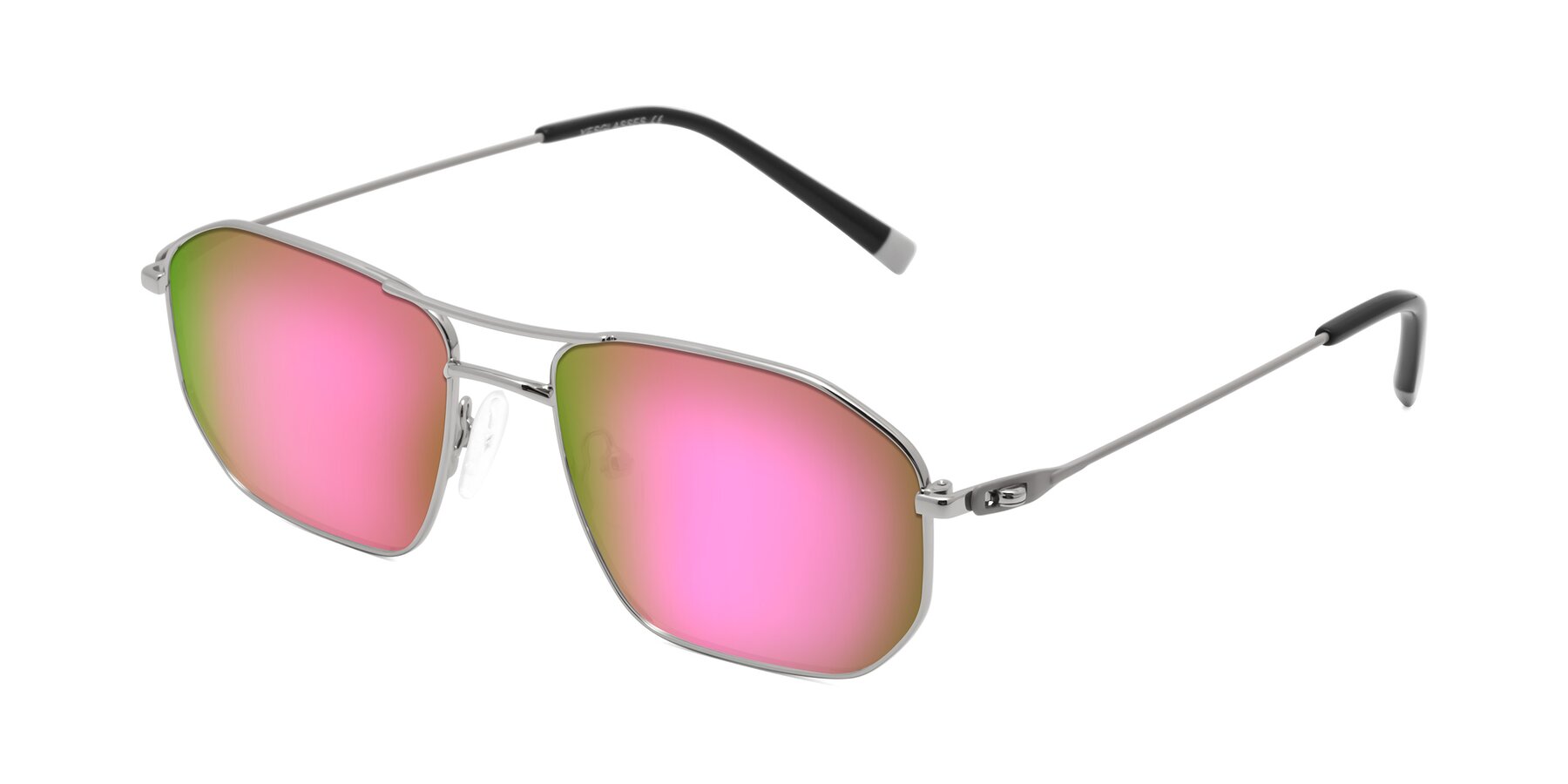 Angle of Cress in Silver-Gray with Pink Mirrored Lenses