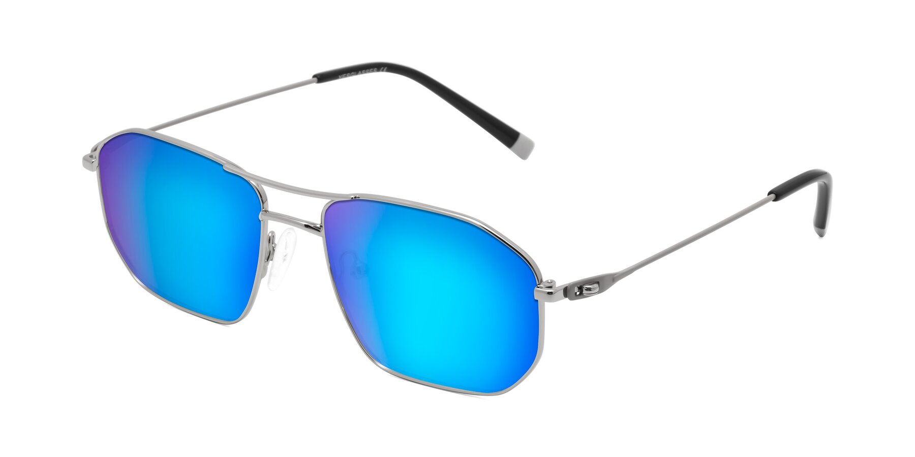 Angle of Cress in Silver-Gray with Blue Mirrored Lenses