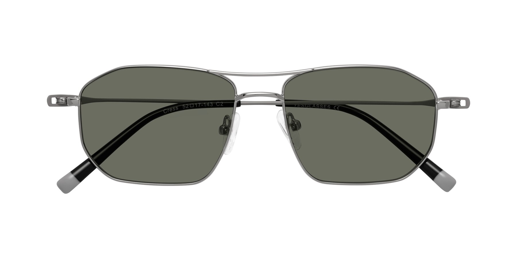 Folded Front of Cress in Silver-Gray with Gray Polarized Lenses