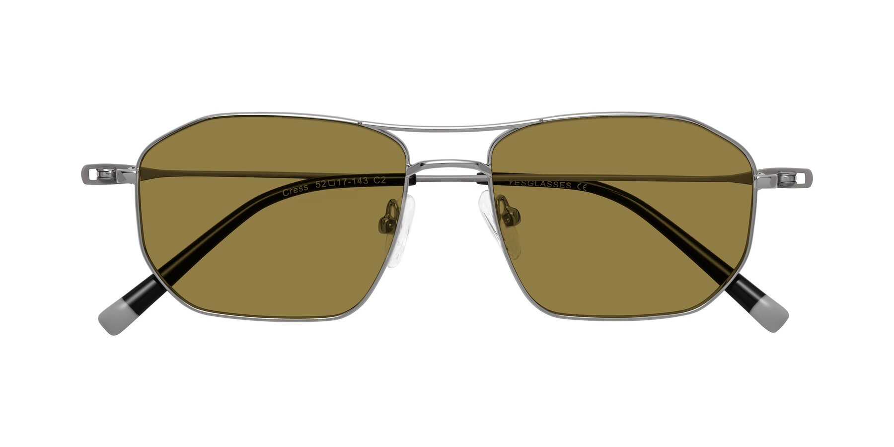 Folded Front of Cress in Silver-Gray with Brown Polarized Lenses