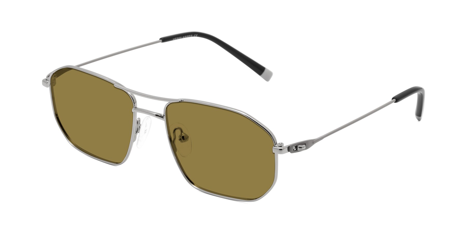 Angle of Cress in Silver-Gray with Brown Polarized Lenses