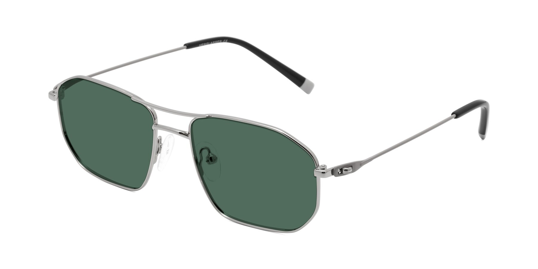 Angle of Cress in Silver-Gray with Green Polarized Lenses