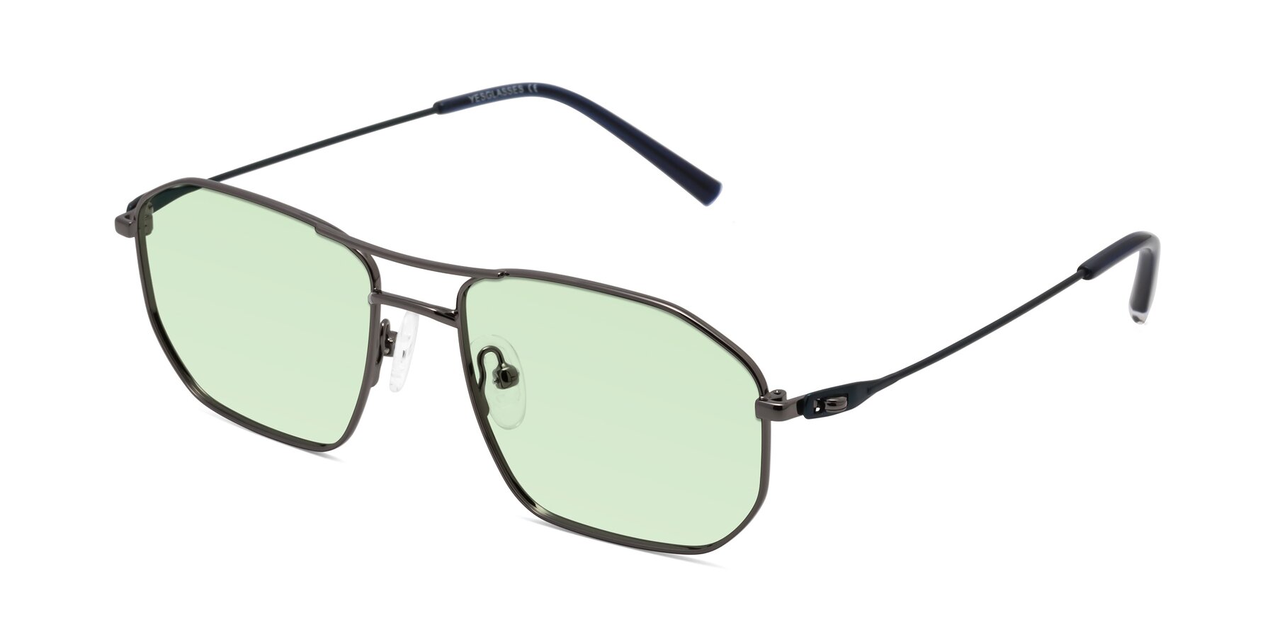 Angle of Cress in Gunmetal-Blue with Light Green Tinted Lenses