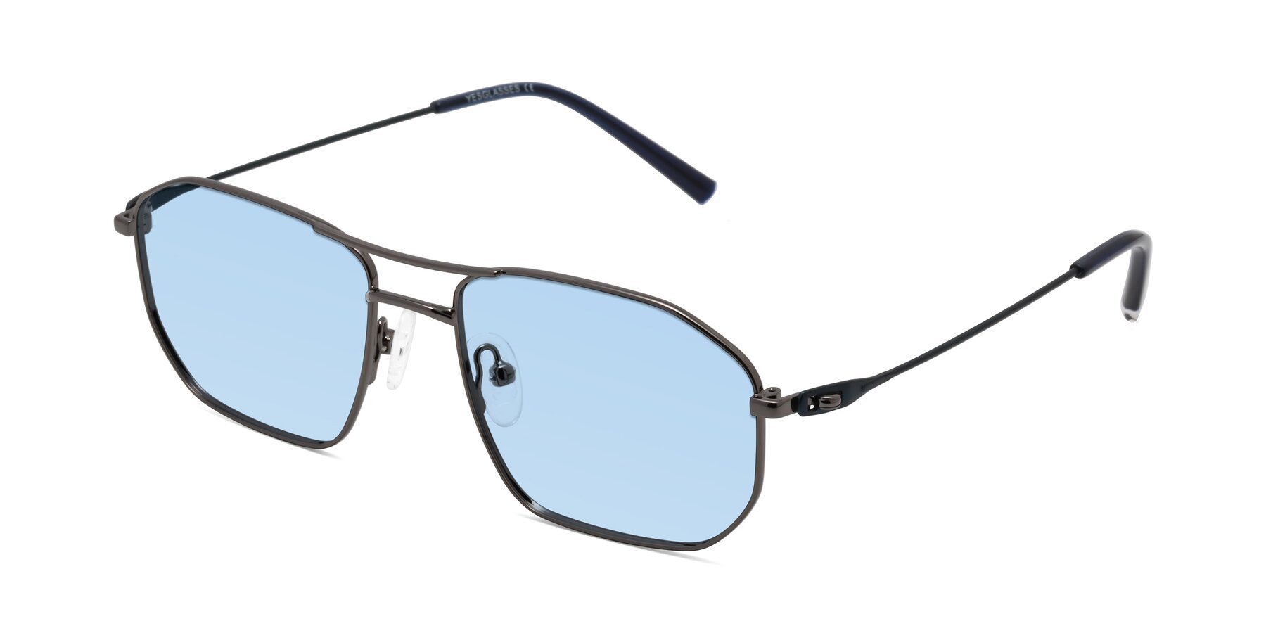 Angle of Cress in Gunmetal-Blue with Light Blue Tinted Lenses