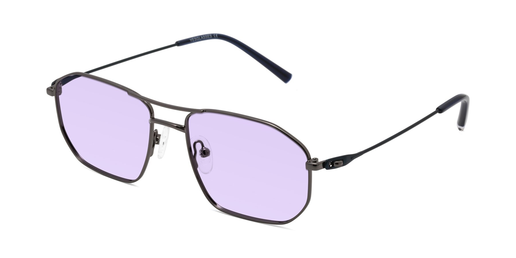 Angle of Cress in Gunmetal-Blue with Light Purple Tinted Lenses