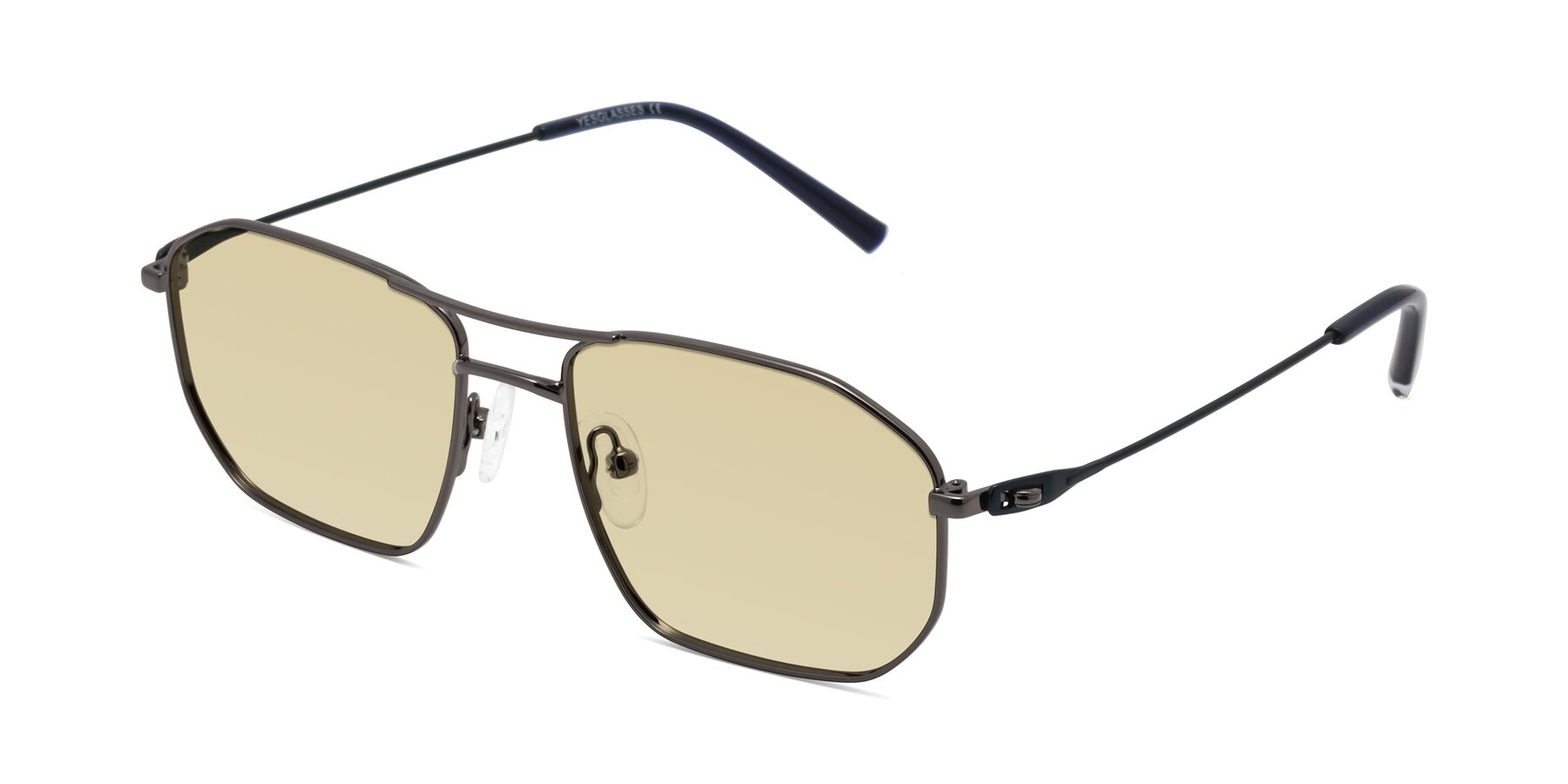 Angle of Cress in Gunmetal-Blue with Light Champagne Tinted Lenses