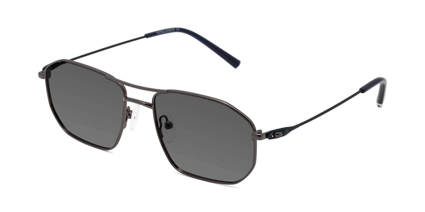 Angle of Cress in Gunmetal-Blue with Medium Gray Tinted Lenses