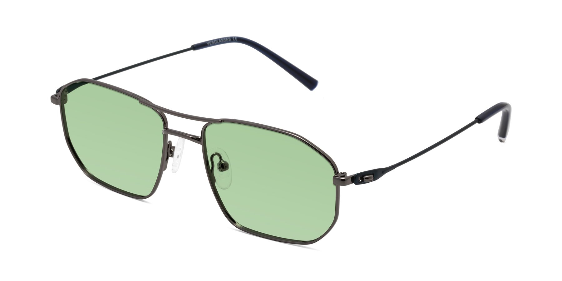 Angle of Cress in Gunmetal-Blue with Medium Green Tinted Lenses