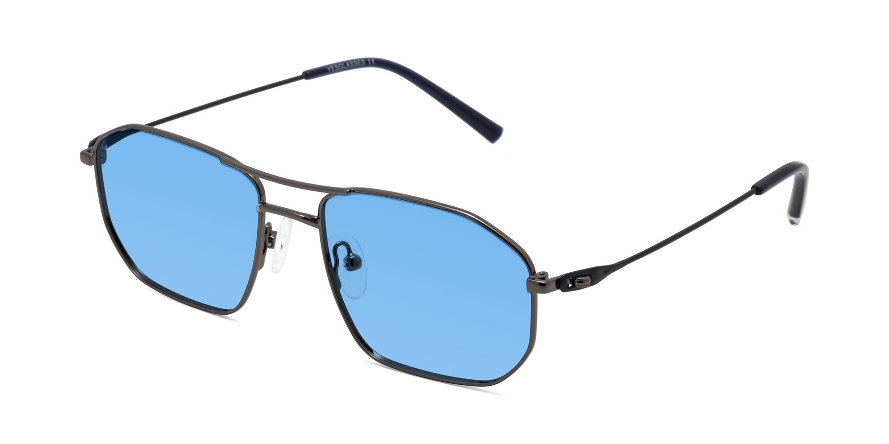 Angle of Cress in Gunmetal-Blue with Medium Blue Tinted Lenses