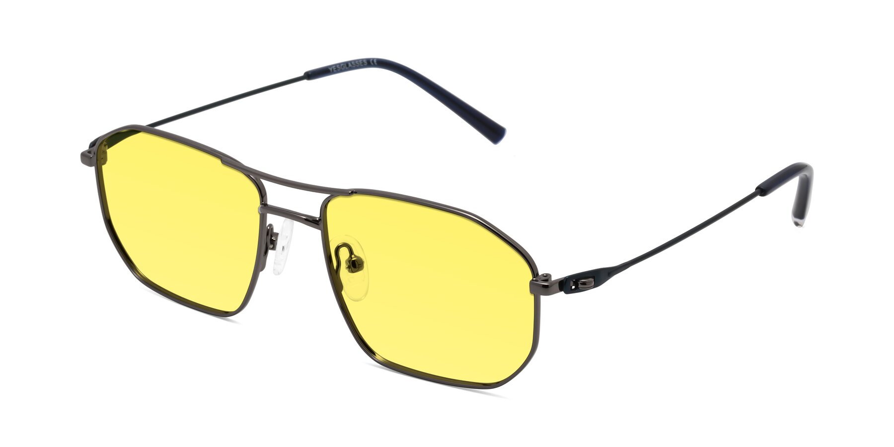 Angle of Cress in Gunmetal-Blue with Medium Yellow Tinted Lenses