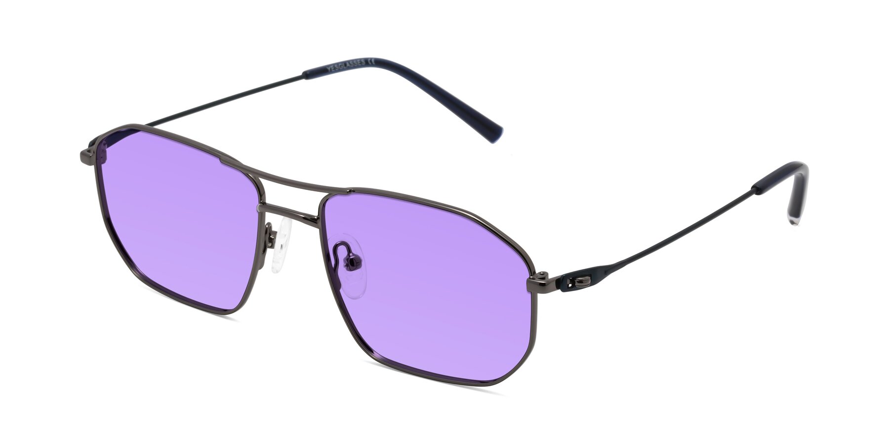 Angle of Cress in Gunmetal-Blue with Medium Purple Tinted Lenses