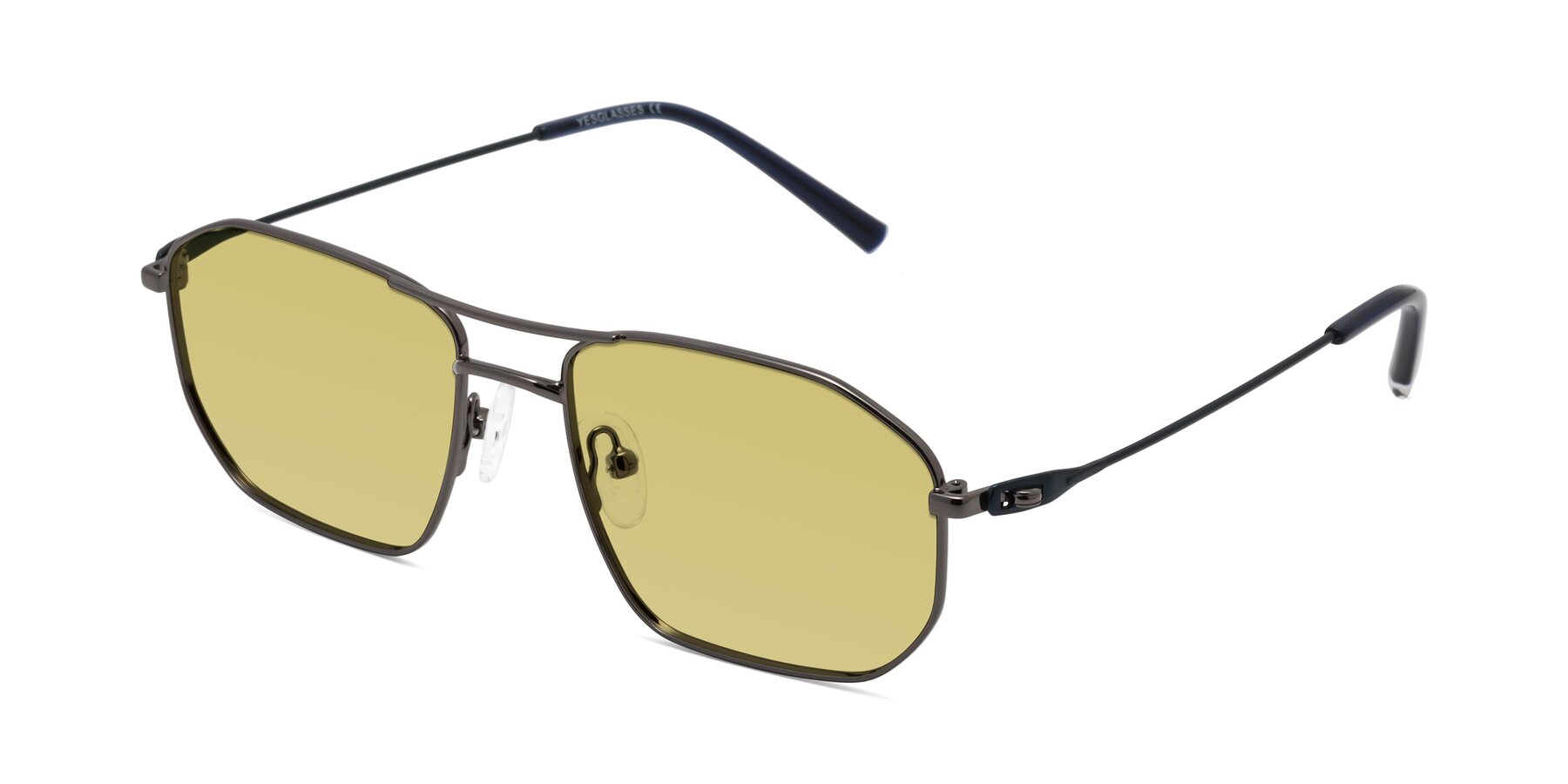 Angle of Cress in Gunmetal-Blue with Medium Champagne Tinted Lenses