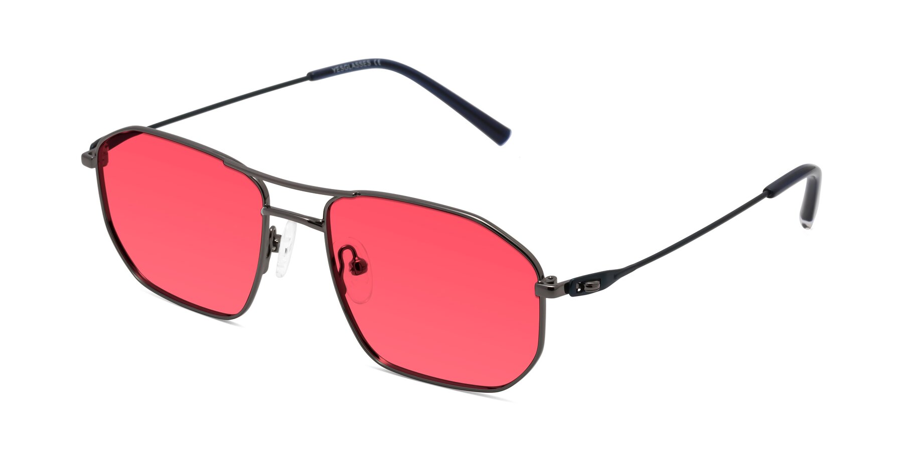 Angle of Cress in Gunmetal-Blue with Red Tinted Lenses