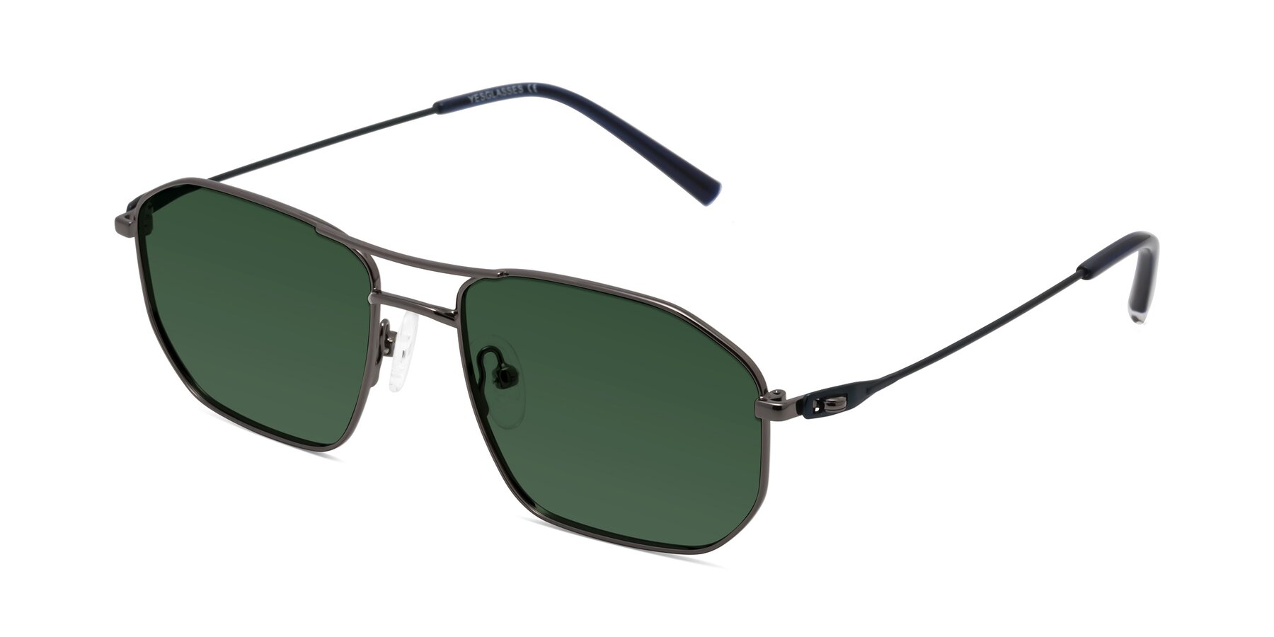 Angle of Cress in Gunmetal-Blue with Green Tinted Lenses