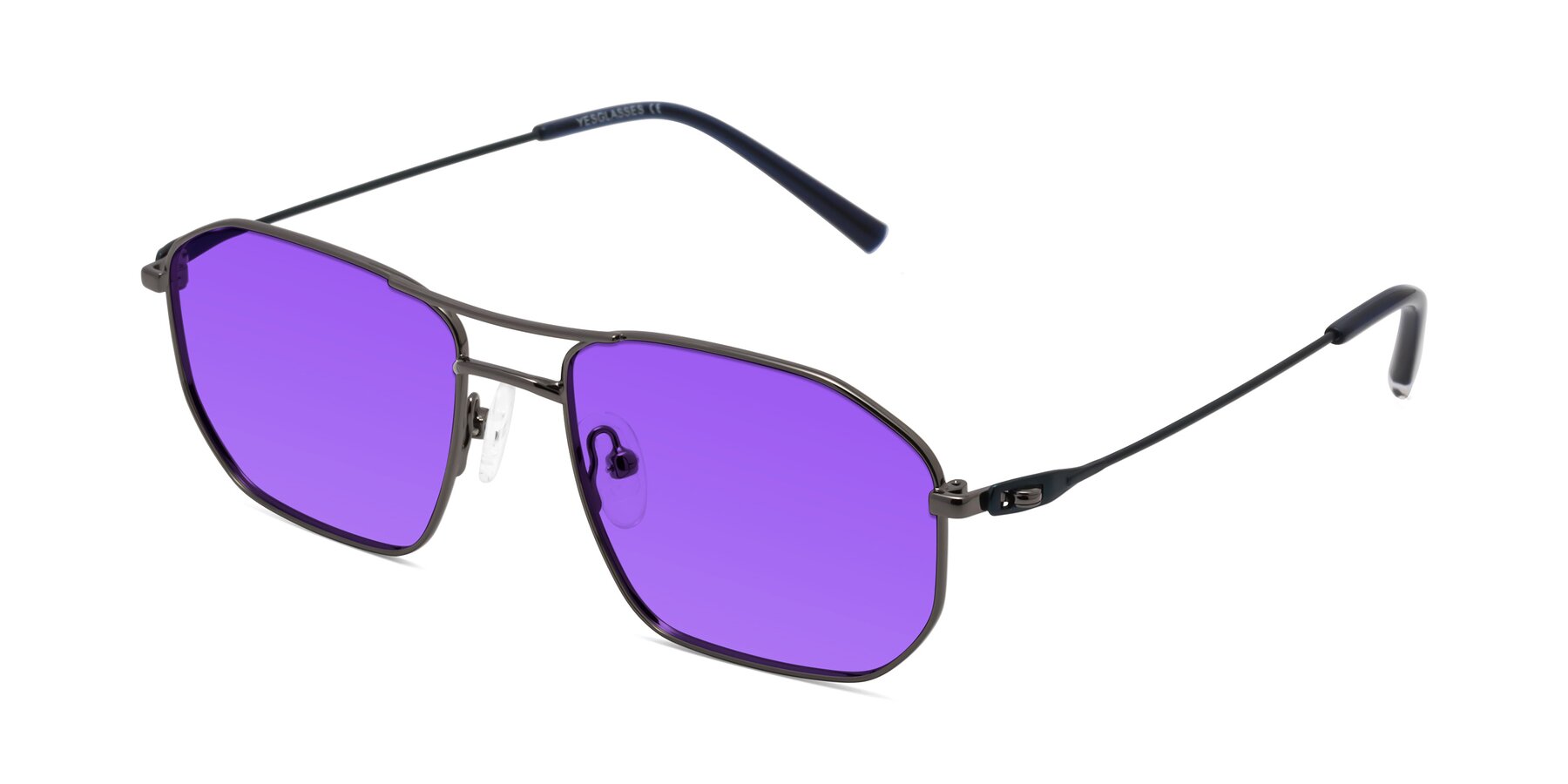 Angle of Cress in Gunmetal-Blue with Purple Tinted Lenses