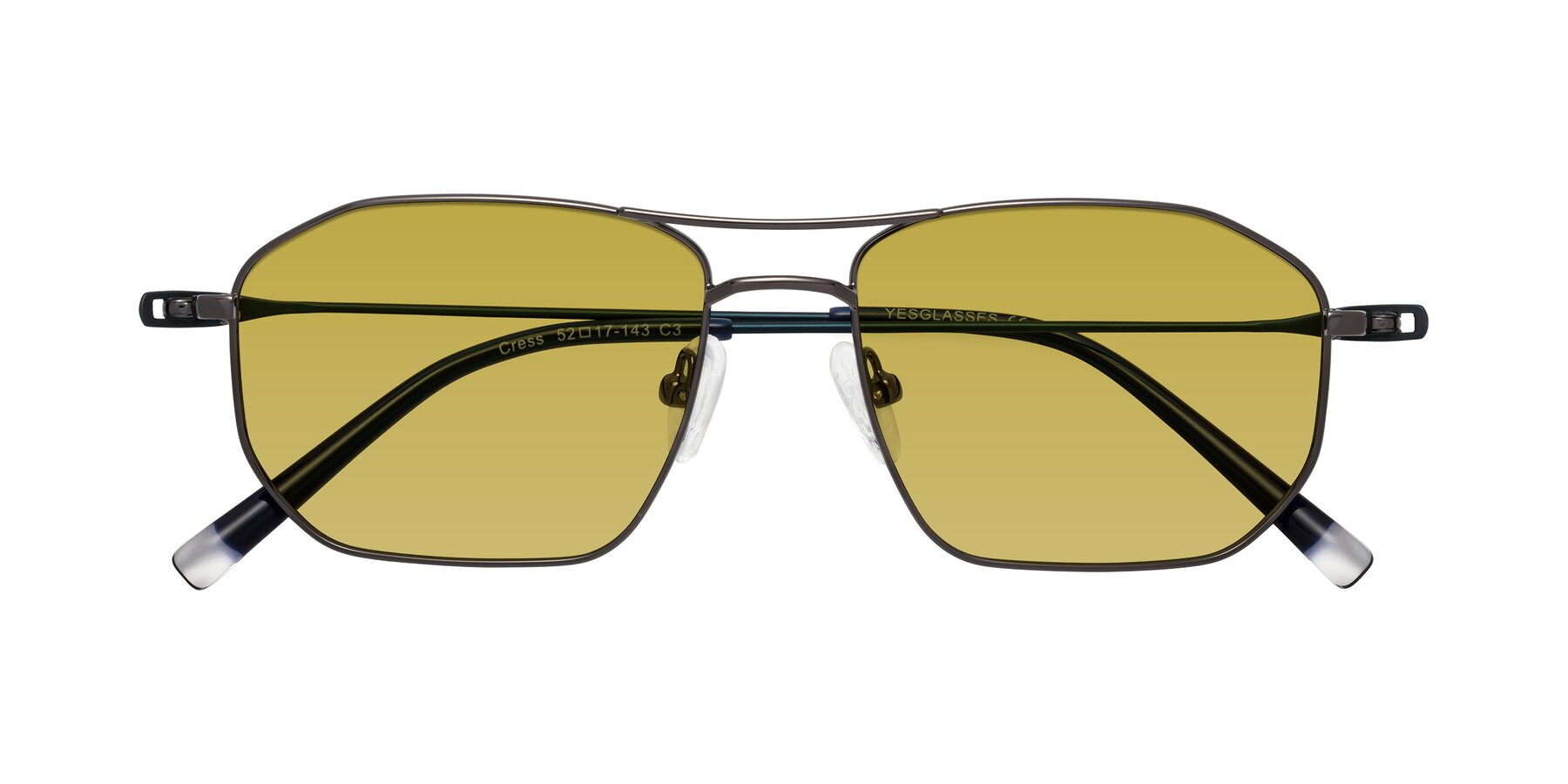 Folded Front of Cress in Gunmetal-Blue with Champagne Tinted Lenses