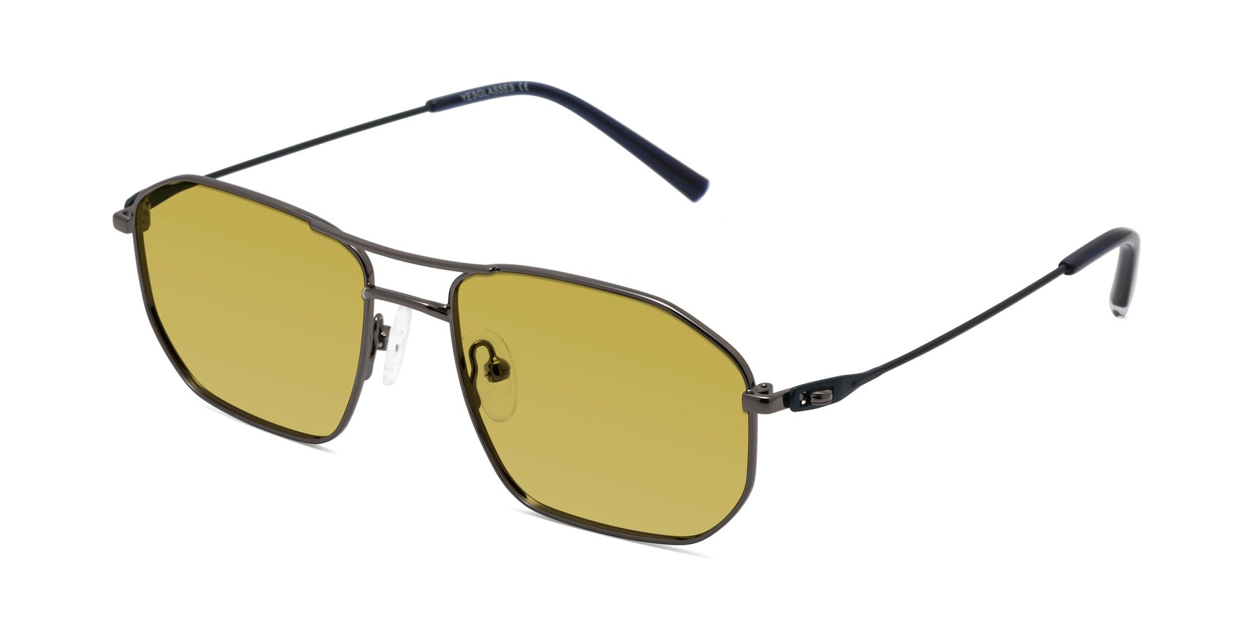 Angle of Cress in Gunmetal-Blue with Champagne Tinted Lenses