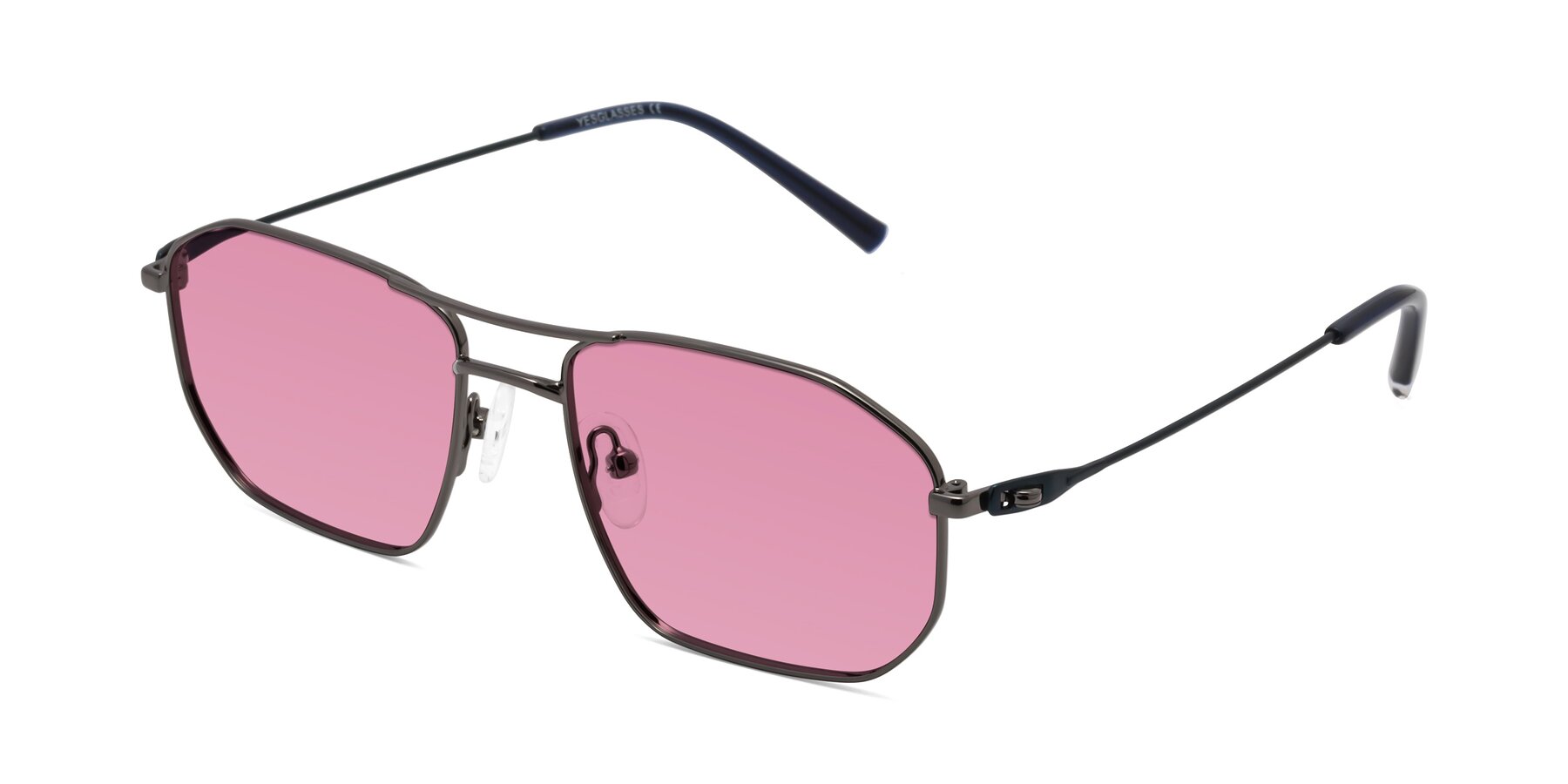 Angle of Cress in Gunmetal-Blue with Medium Wine Tinted Lenses