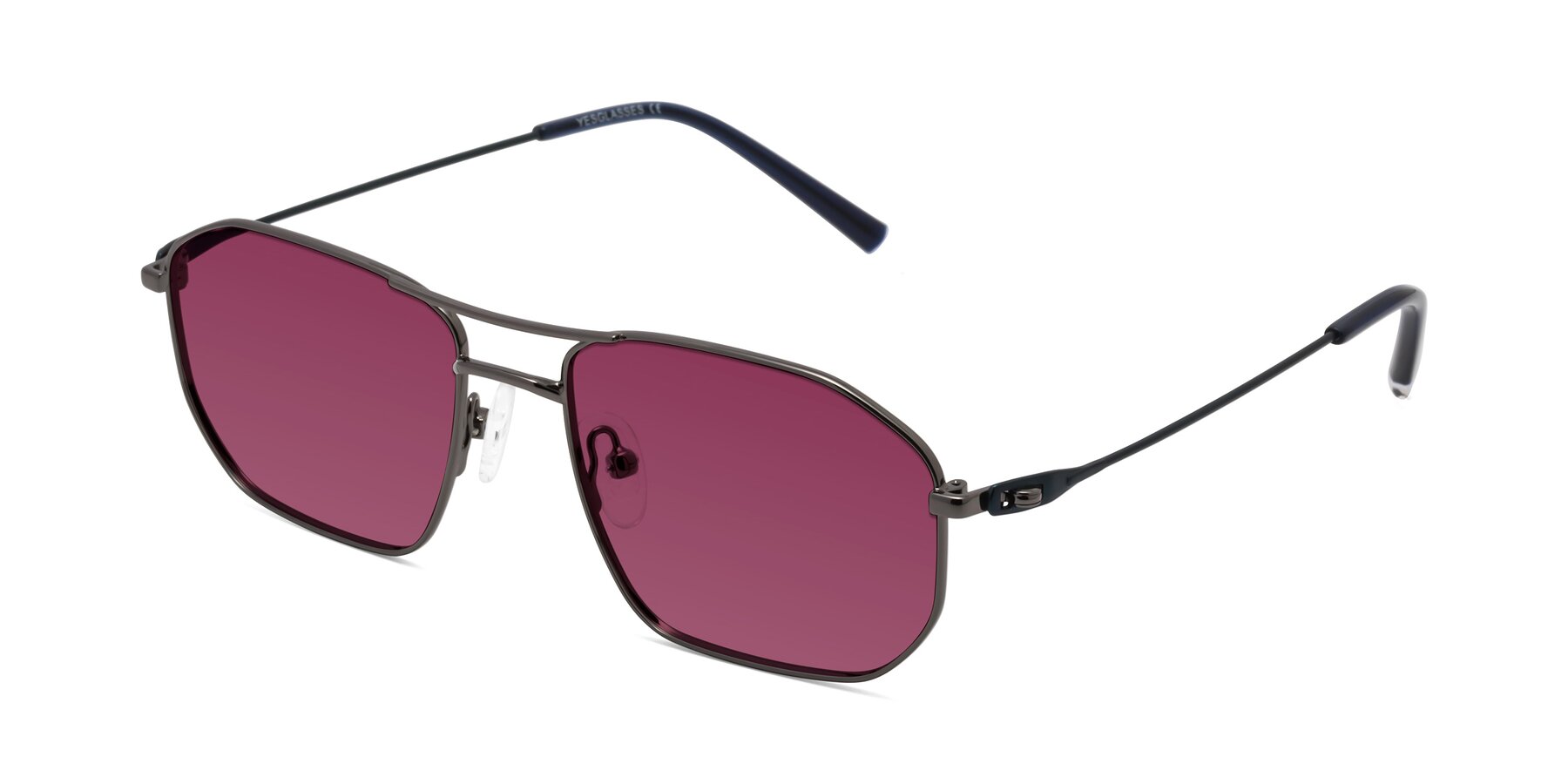 Angle of Cress in Gunmetal-Blue with Wine Tinted Lenses