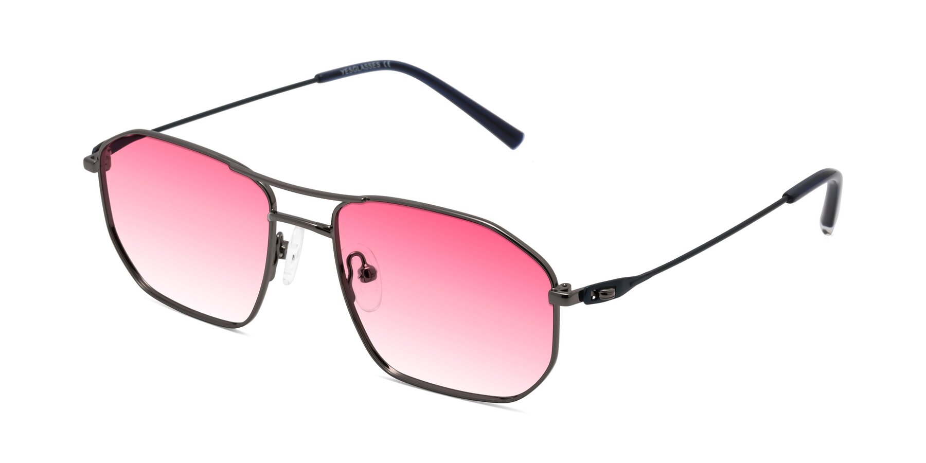 Angle of Cress in Gunmetal-Blue with Pink Gradient Lenses