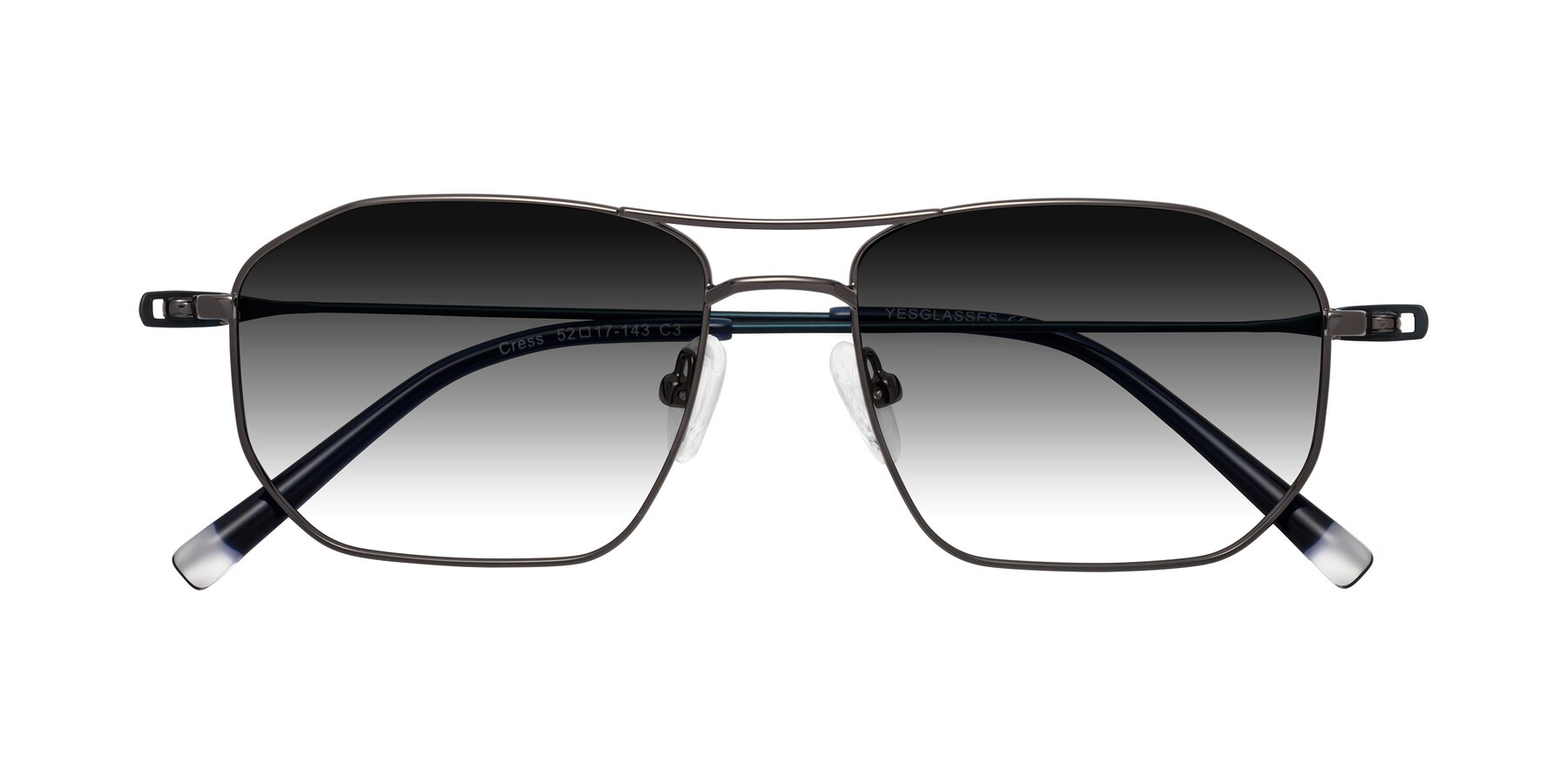 Folded Front of Cress in Gunmetal-Blue with Gray Gradient Lenses