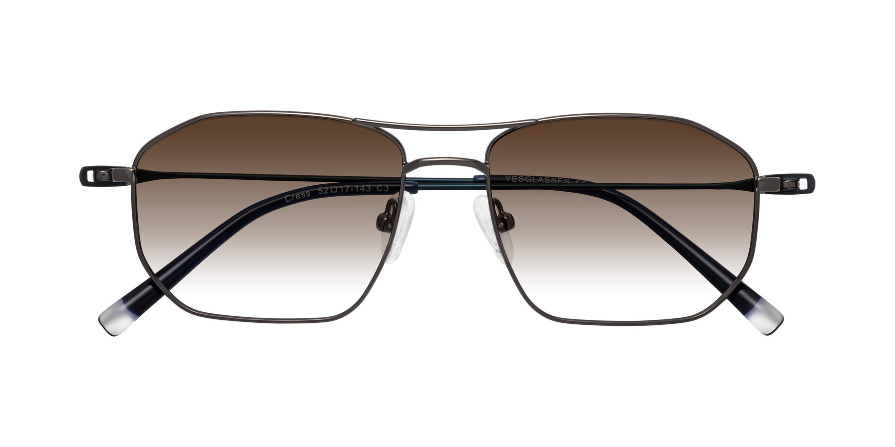 Folded Front of Cress in Gunmetal-Blue with Brown Gradient Lenses