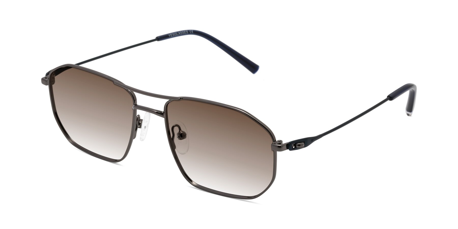 Angle of Cress in Gunmetal-Blue with Brown Gradient Lenses