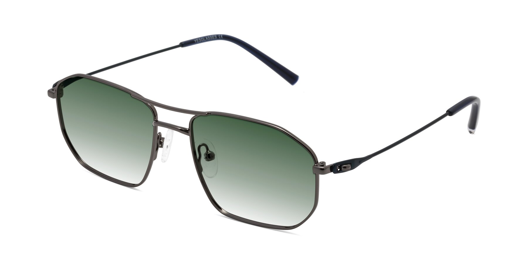 Angle of Cress in Gunmetal-Blue with Green Gradient Lenses