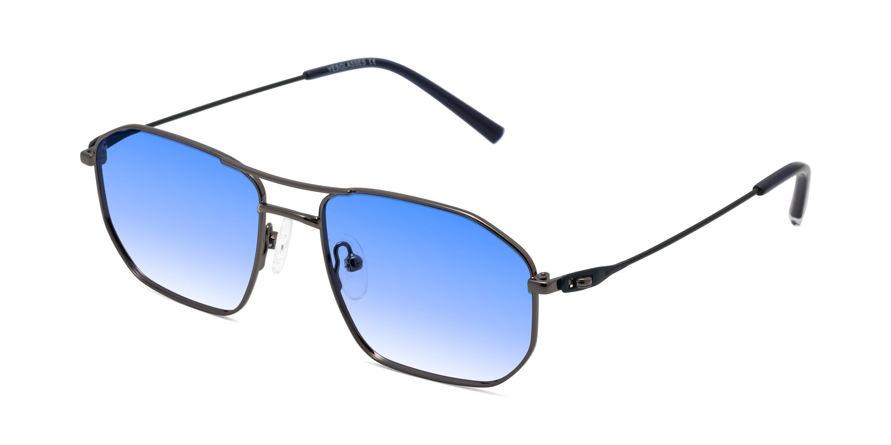 Angle of Cress in Gunmetal-Blue with Blue Gradient Lenses