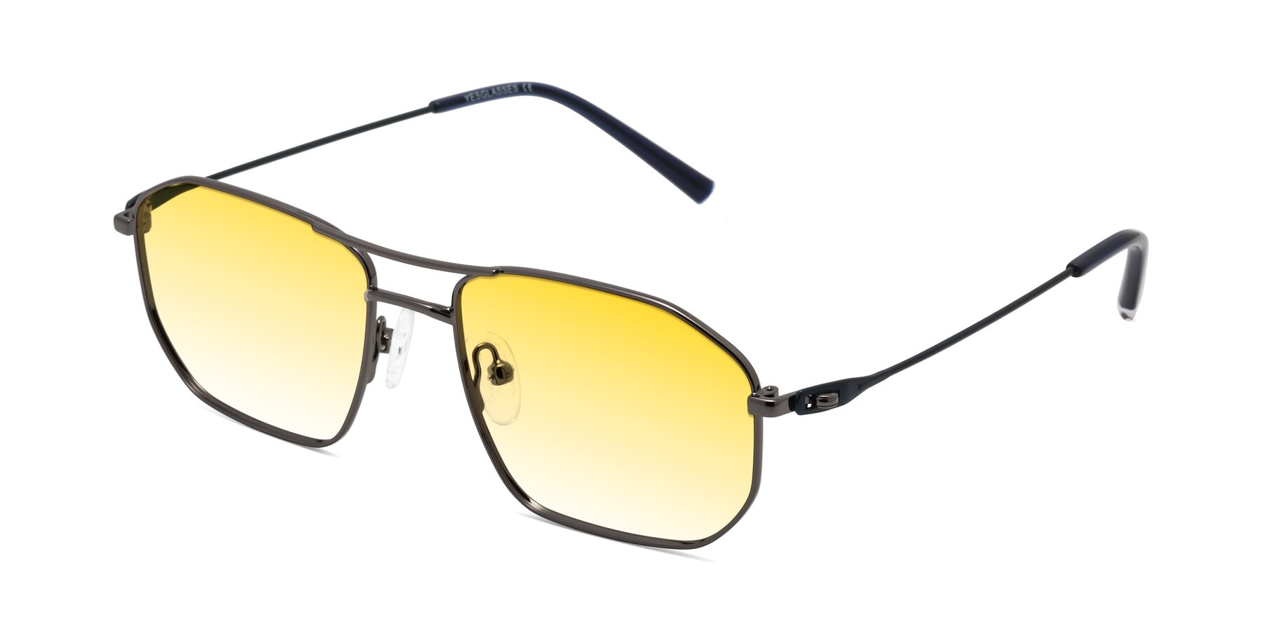 Angle of Cress in Gunmetal-Blue with Yellow Gradient Lenses