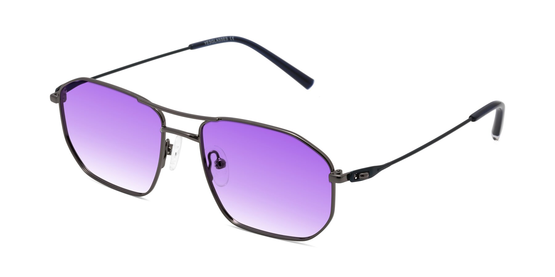 Angle of Cress in Gunmetal-Blue with Purple Gradient Lenses