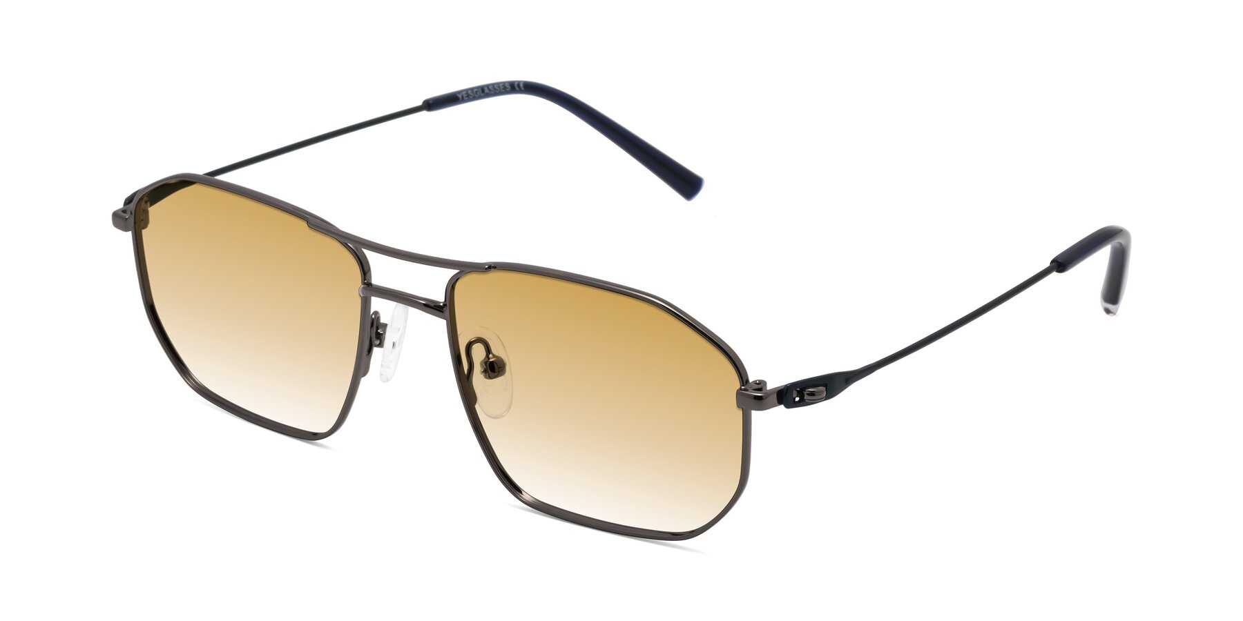 Angle of Cress in Gunmetal-Blue with Champagne Gradient Lenses